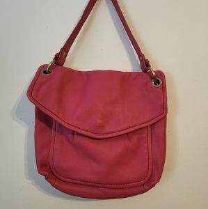 FOSSIL Pink Pebbled Leather Shoulder Bag